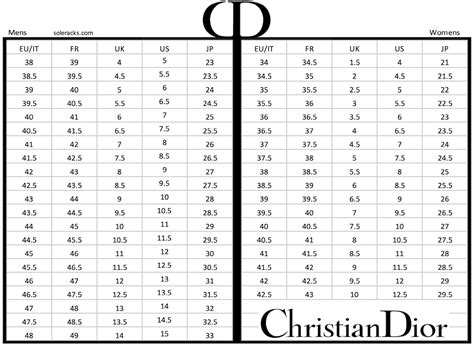 dior women's shoe size chart